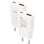 Nanocable Cargador de Pared 25W con USB-C PD y USB-A QC, Blanco
